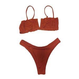 ZAFUL Womens Ribbed High Cut Bikini Two Piece Swimsuit